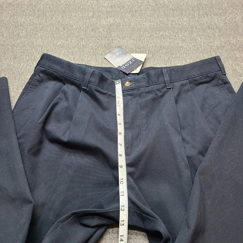 IZOD Mens 38x29 Navy Blue Pleated Cotton Twill Sportflex Pants Metrix Fit